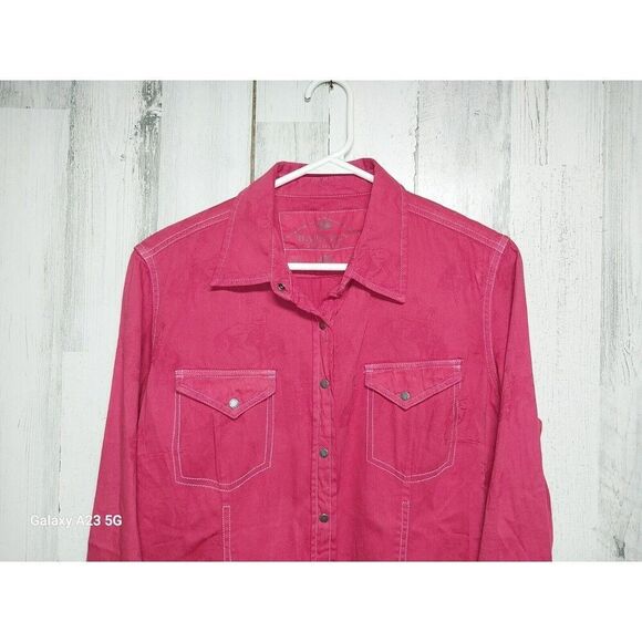 Barn Fly Trading Shirt Women’s Large Red Subtle Print Cowgirl Rodeo - Picture 3 of 8